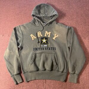 Rapid Dominance US Army United States Hoodie Mens Medium Olive Green Distressed